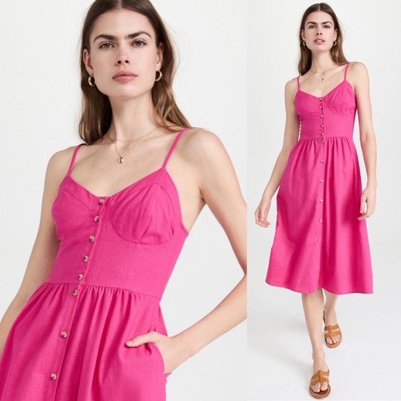 Rolla’s Eve Linen Dress In Magenta/Hot Pink - Picture 4 of 15